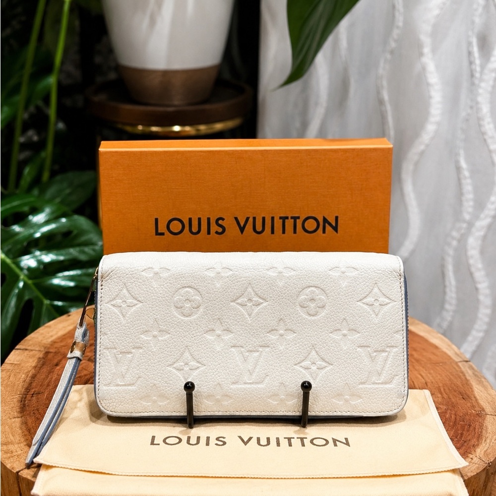 Louis Vuitton Monogram Empreinte Zippy Wallet White Blue Full Set COA - Picture 2 of 16